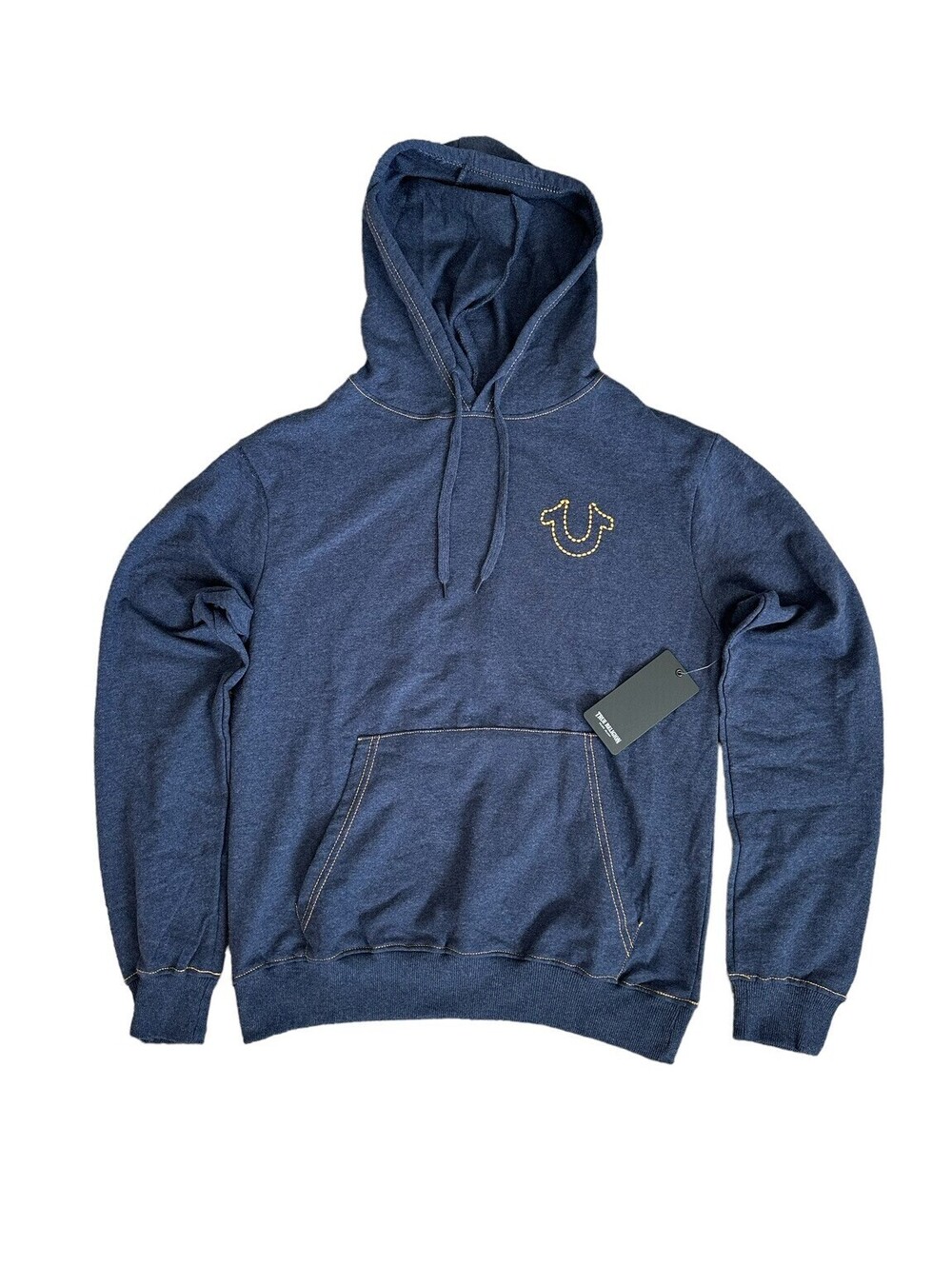 True Religion Hoodie Men's Navy EMB HS Pullover Logo Stitched Size Medium $119
